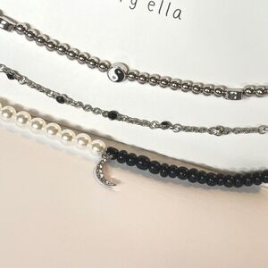 Ivory Ella Yin Yang‎ & Moon Charm Beaded Bracelet Set NWT